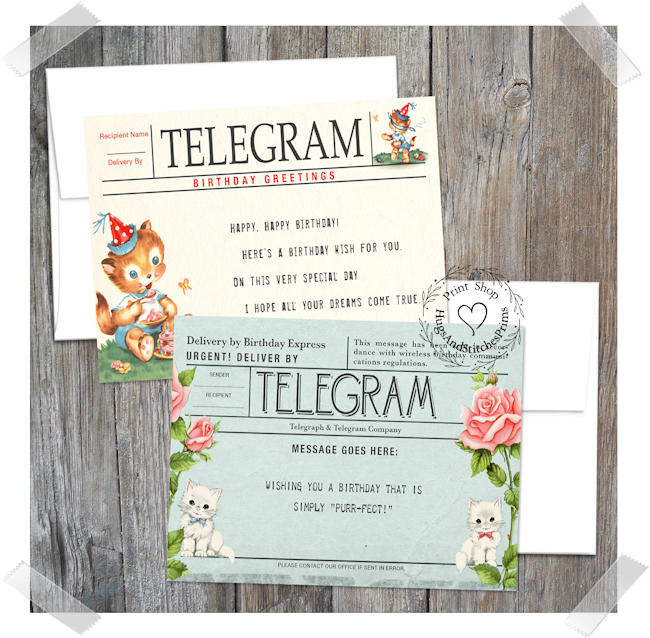 Birthday Telegram Note Cards #23