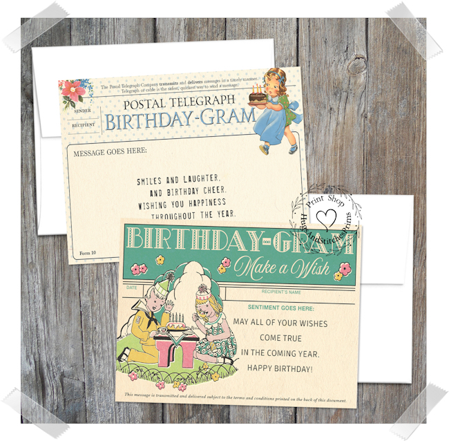 Birthday Telegram Note Cards #24