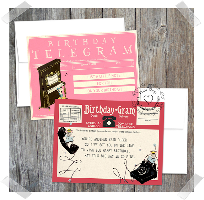 Birthday Telegram Note Cards #25