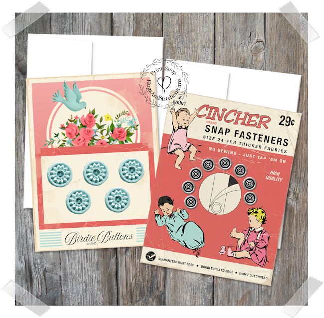 Button & Snap Cards Sewing Theme Note Cards #26