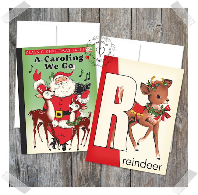 Santa Claus & Reindeer Note Cards #27