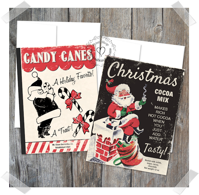 Santa Candy Canes & Cocoa Mix Christmas Note Cards #29