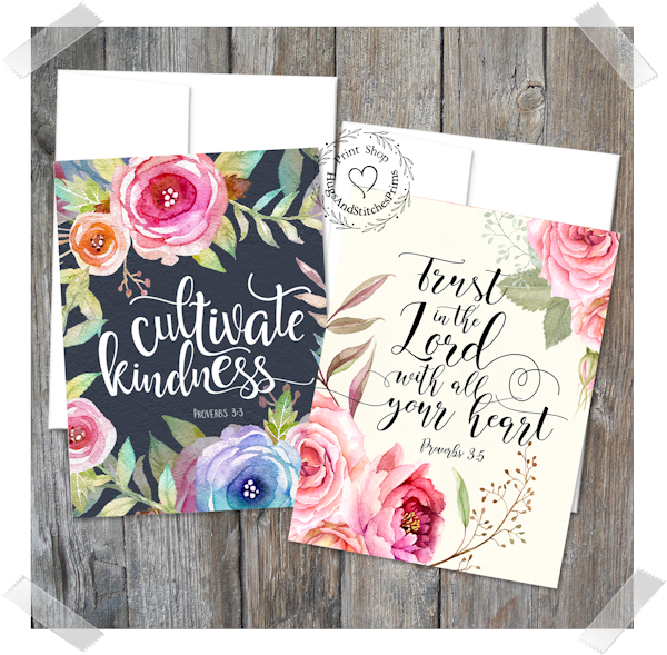 Christain Bible Verse Floral Note Cards #34