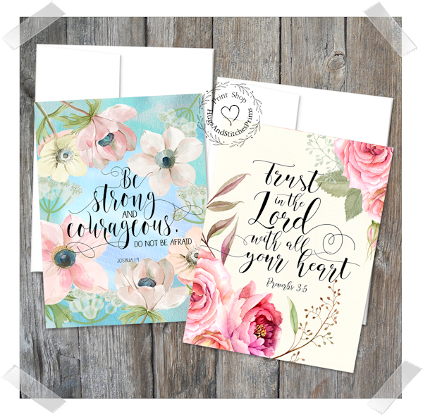 Christain Bible Verse Floral Note Cards #36