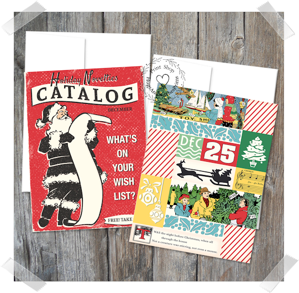 Santa Claus Catalog & Christmas Collage Gift Note Greeting Cards #C40
