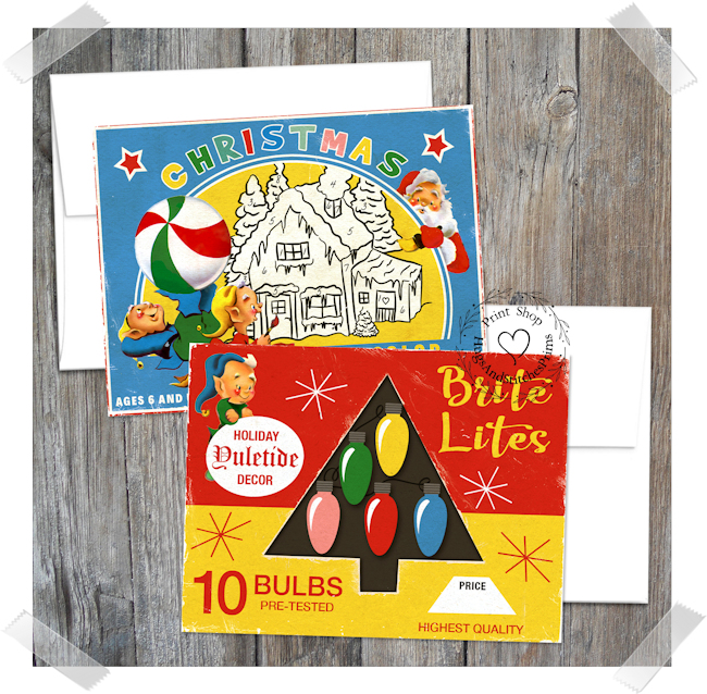 Christmas Elf Painting & Tree Lights Note Cards #5