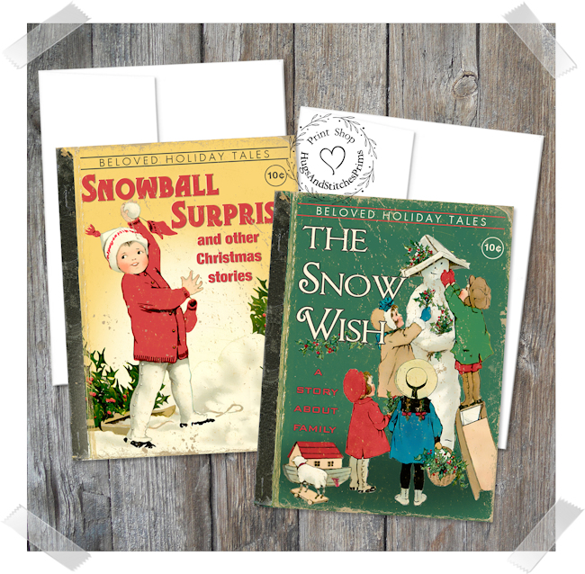 Snowman Snowball Christmas Book Cover Note Cards #6