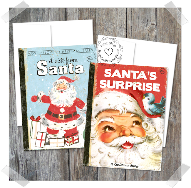 Santa Claus Christmas Book Cover Note Cards #8