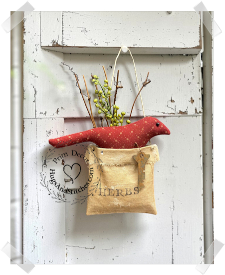 1006 - Primitive Red Bird in a Grungy Pocket Hanger