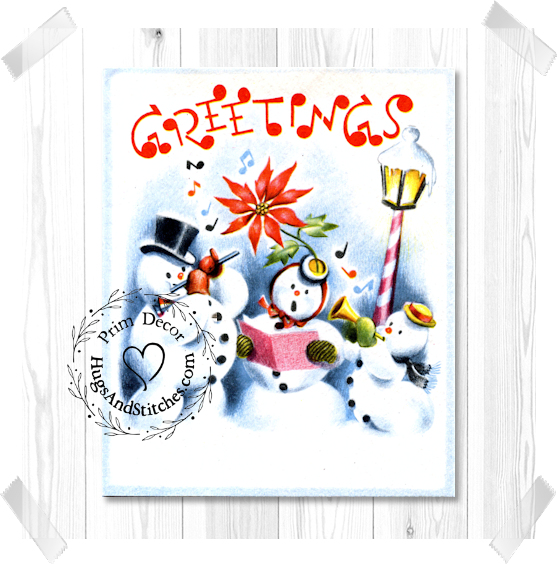 Retro Snowman Family Caroling Christmas Image #117
