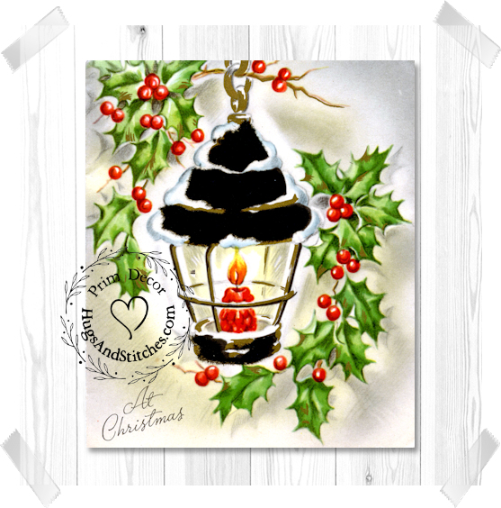 Candle Lantern Holly Christmas Image #132