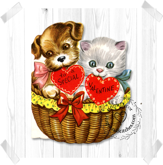 To A Special Valentine Puppy Dog & Kitten In A Basket Image #133