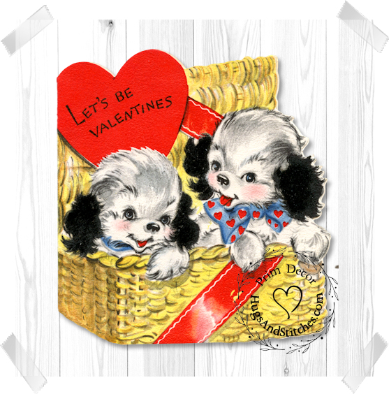 Lets Be Valentines Puppy Dogs In A Basket Valentine Image #177