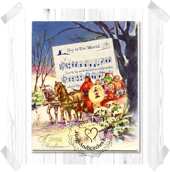 Joy To The World Family Caroling In Horse Sleigh Christmas Image #179