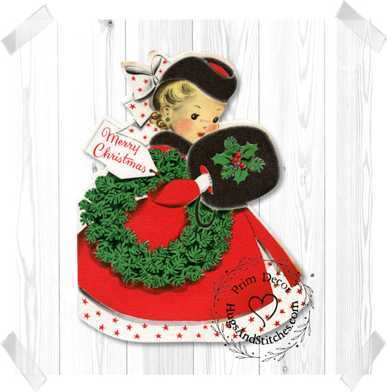Girl With Muff & Wreath Christmas Image #194