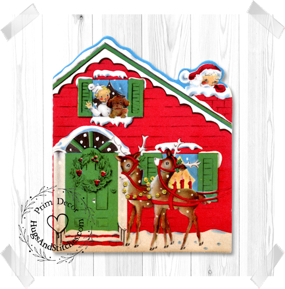 Santa and Reindeer Visiting A House Christmas Image #197