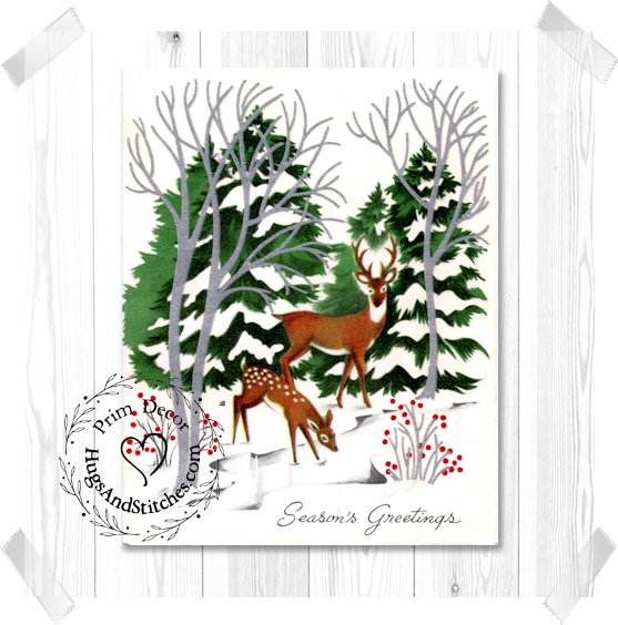 Seasons Greetings Winter Deer Christmas Image #2