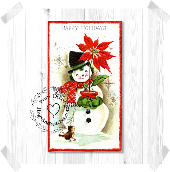 Snowman With Poinsettia Flower Christmas Image #203