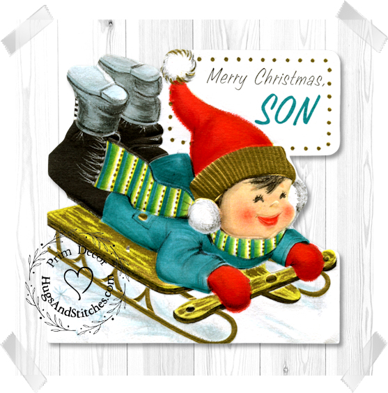 Boy Sledding Christmas Image #228