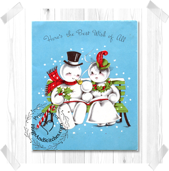 Snowman Couple On Park Bench Christmas Image #245