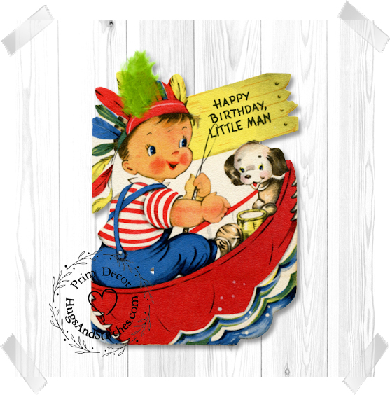 Indian Boy in a Canoe Birthday Image #248