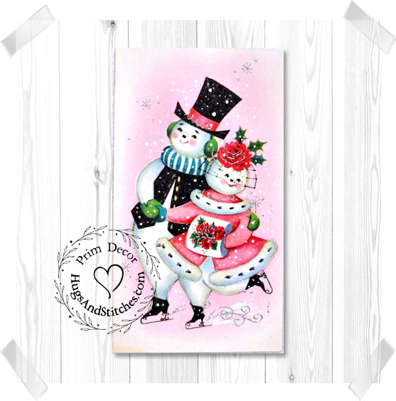 Ice Skating Snowman Couple Christmas Image #36