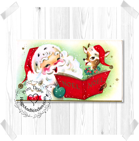 Santa and Reindeer Caroling Christmas Image #38