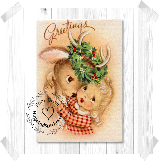 Girl Hugging Reindeer Christmas Image #51
