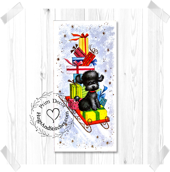 Poodle On Present Filled Sled Christmas Image #60
