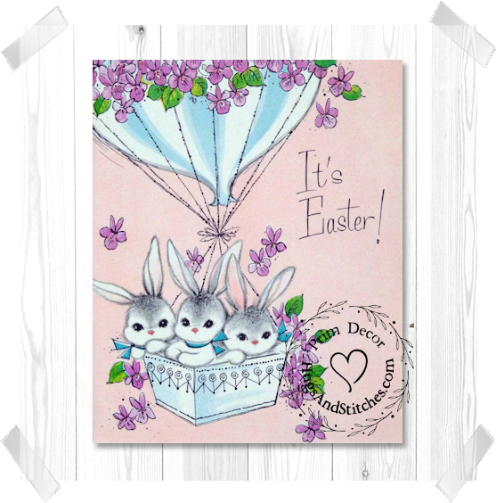 Easter Bunnies in a Hot Air Balloon Basket Easter Image #62