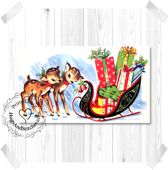 Reindeer Santa Sleigh Filled Presents Christmas Image #74