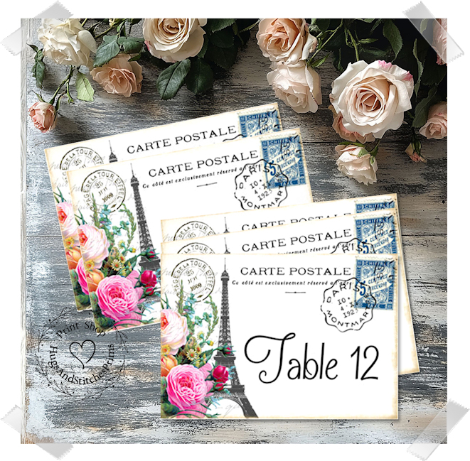 French Eiffel Tower Postcard Large Flat Table Card #6