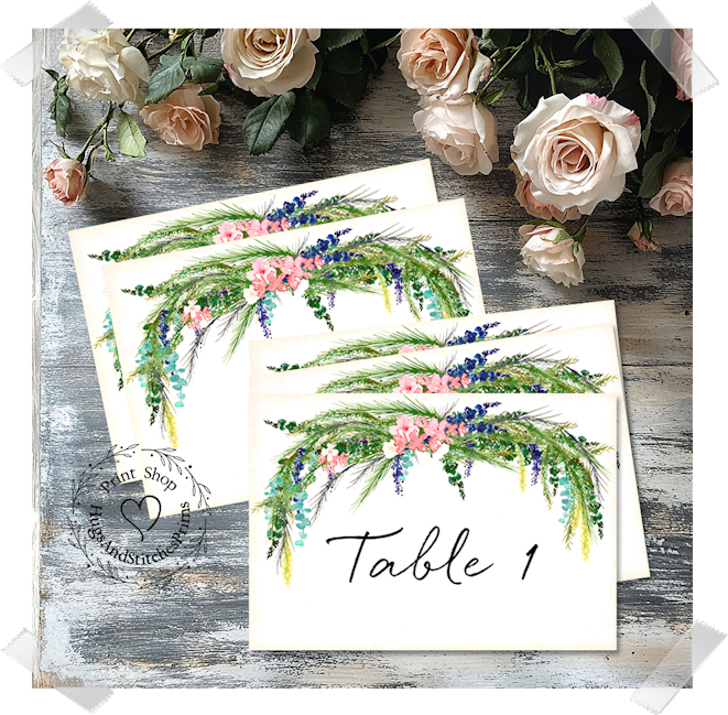 Floral Swag Large Flat Table Card #16