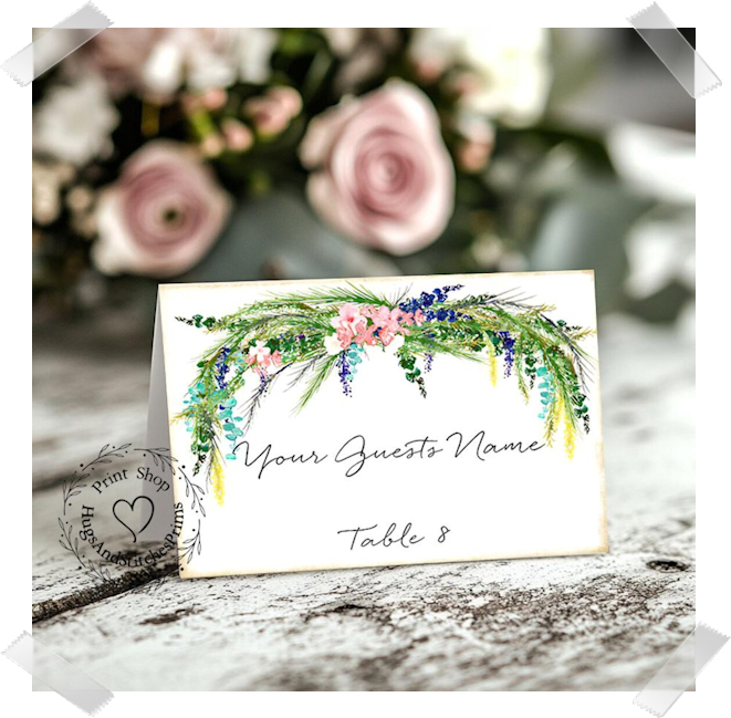 Floral Swag Tent Place Card #16