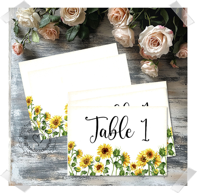 Sunflower Field Floral Large Flat Table Card #35