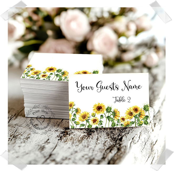 Sunflower Field Floral Flat Place Card #35