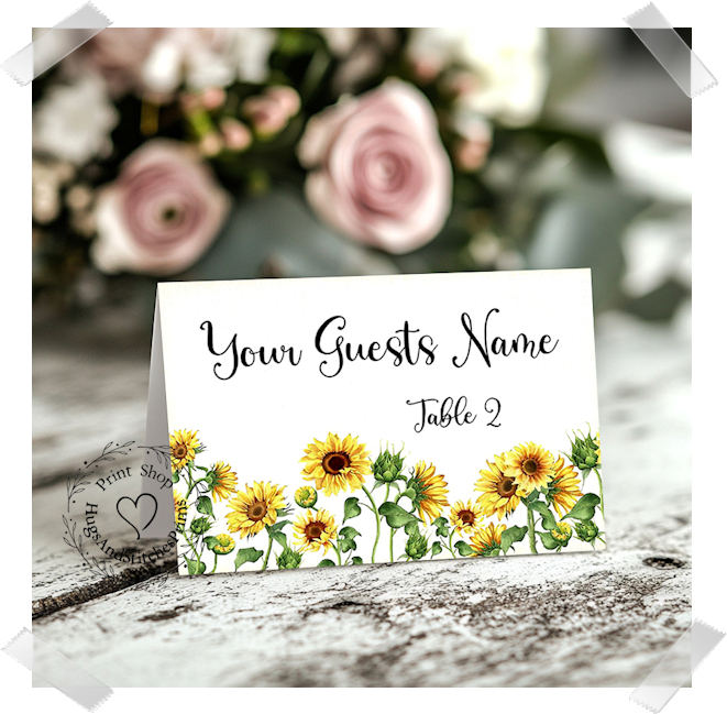 Sunflower Field Floral Tent Place Card #35