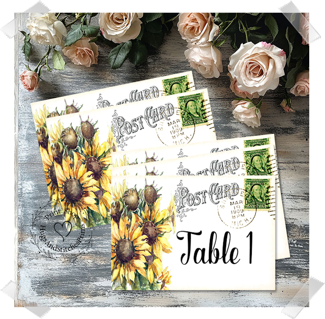 Sunflower Postcard Large Flat Table Card #57