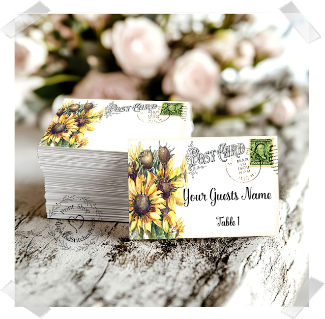 Sunflower Postcard Flat Place Card #57