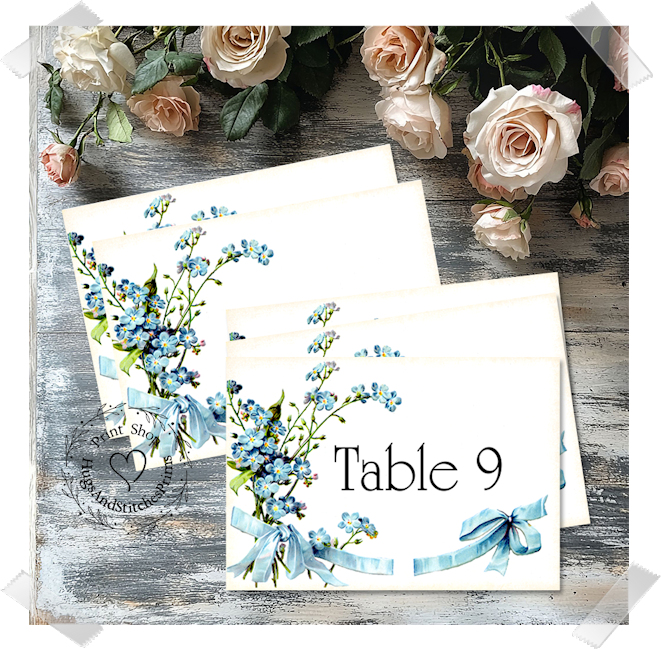 Forget Me Not Flower Large Flat Table Card #65