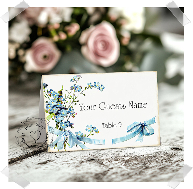 Forget Me Not Flower Tent Place Card #65