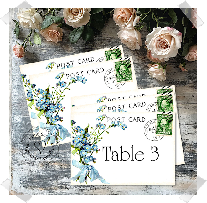 Forget Me Not Flower Postcard Large Flat Table Card #97