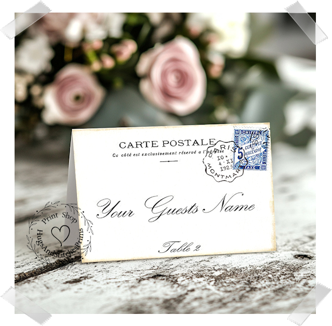 French Postcard Tent Place Card #109