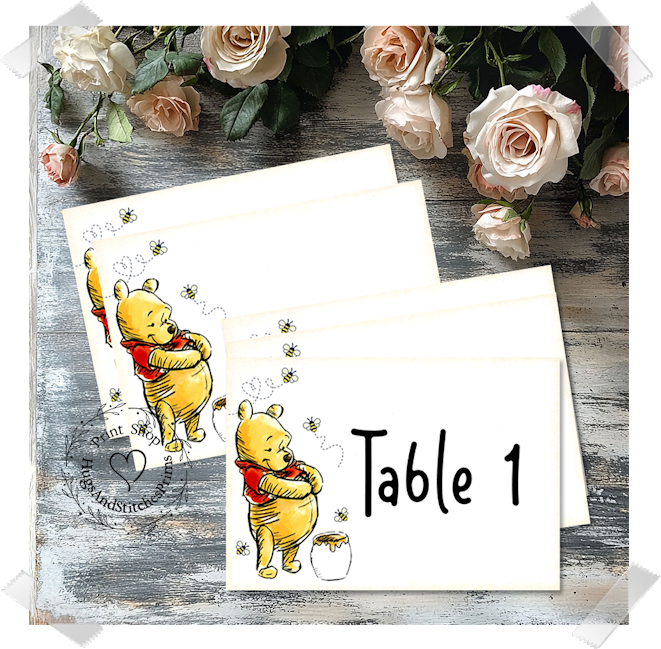Bear Honey Pot Bees Large Flat Table Card #119