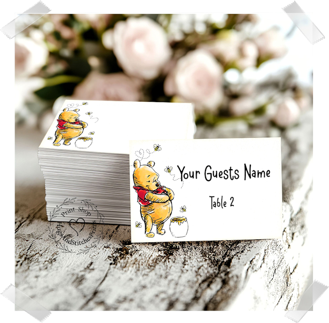 Bear Honey Pot Bees Flat Place Card #119