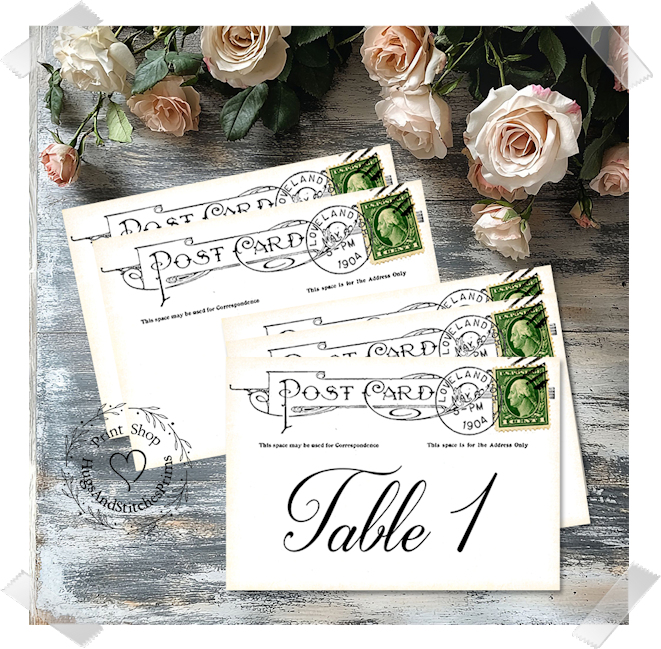 Postcard Vintage Style Large Flat Table Card #122