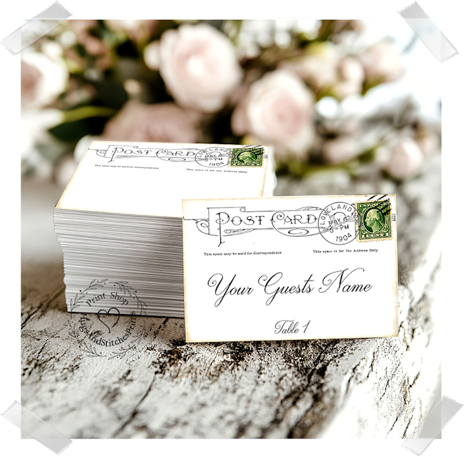 Postcard Vintage Style Flat Place Card #122