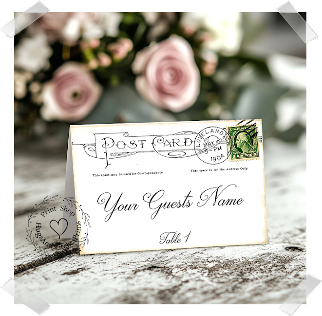 Postcard Vintage Style Tent Place Card #122