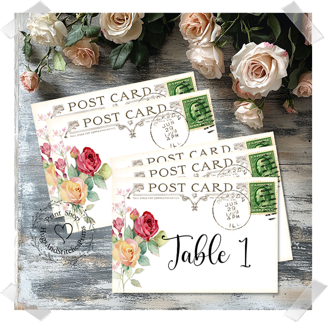 Soft Roses Large Flat Table Card #138