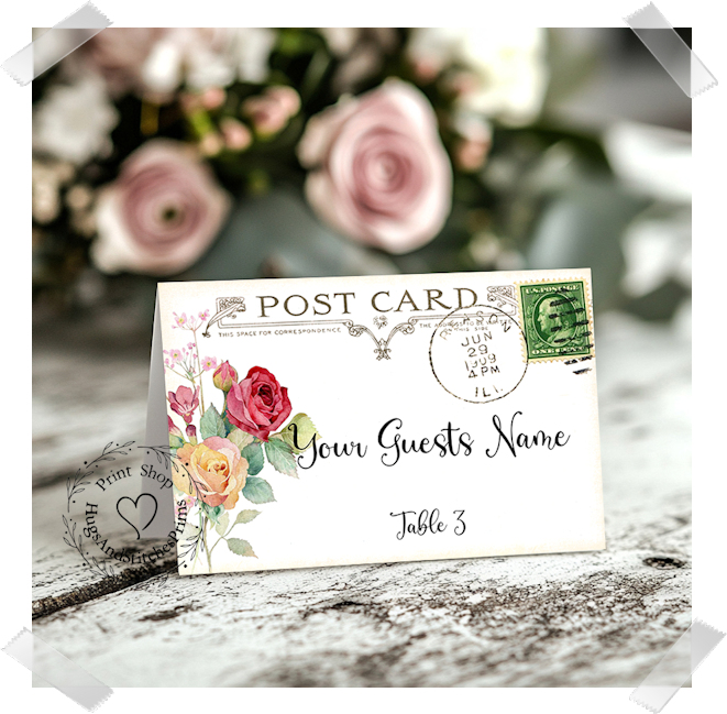 Soft Roses Tent Place Card #138